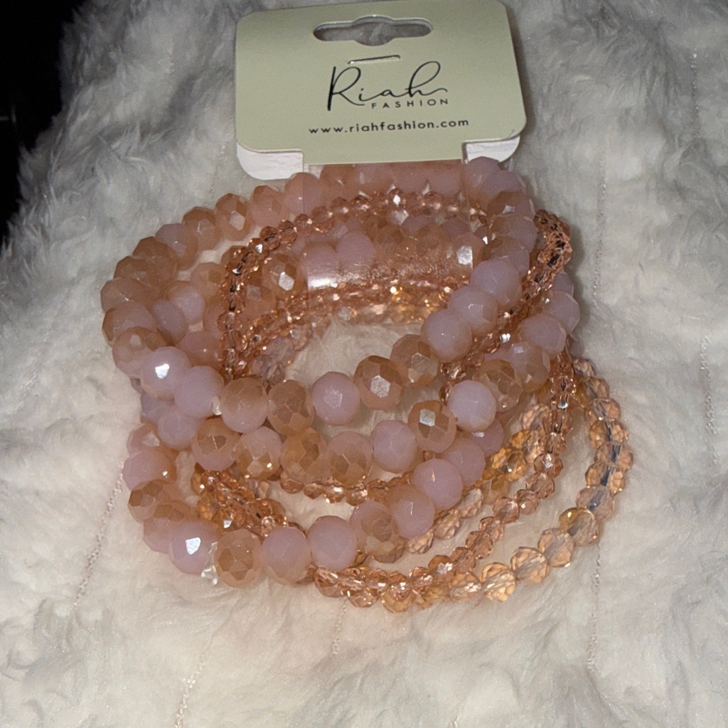 Pink Beaded Bracelet - Set Of 7